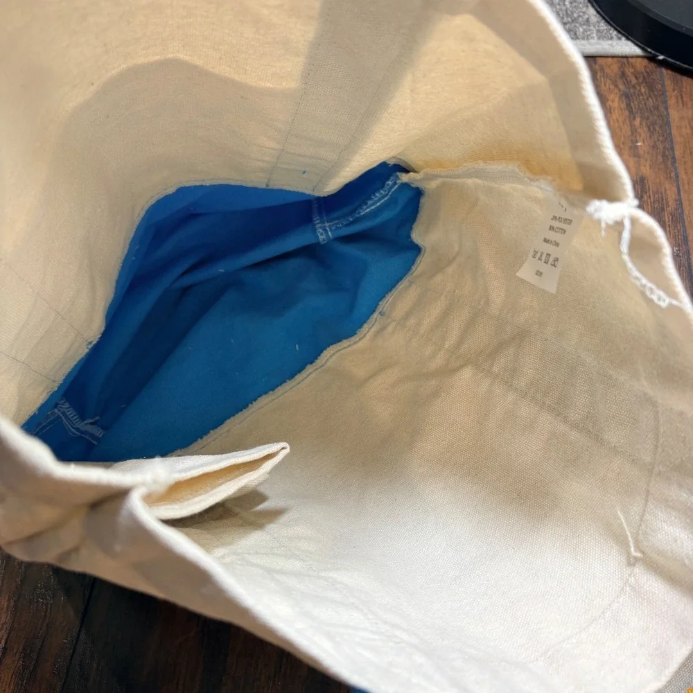 The Vitamin Shoppe Tote Bag Blue Yellow Canvas Logo Set of 2